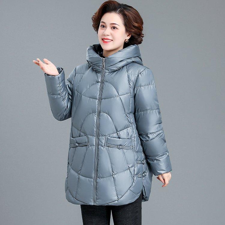 Middle Aged Mother Winter Down Cotton Jacket Bright Face Korean Quilted Coat Thicken Warm Grandma Snow Wear Parkas