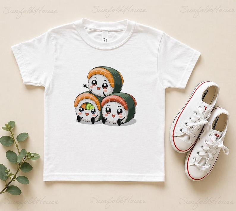 Cute Sushi Roll Shirt Youth, Kawaii Sushi Kids Tee, Funny Japanese Food Graphic T Shirt, Anime Foodie Gift for Boys Girls 130