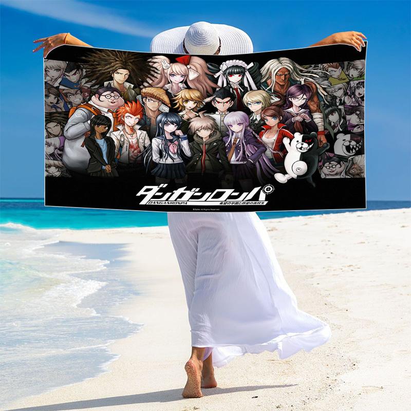 Dangan Ronpa Anime Print Beach Towel, Large Soft Quick Dry Towel for Beach Camping Swimming