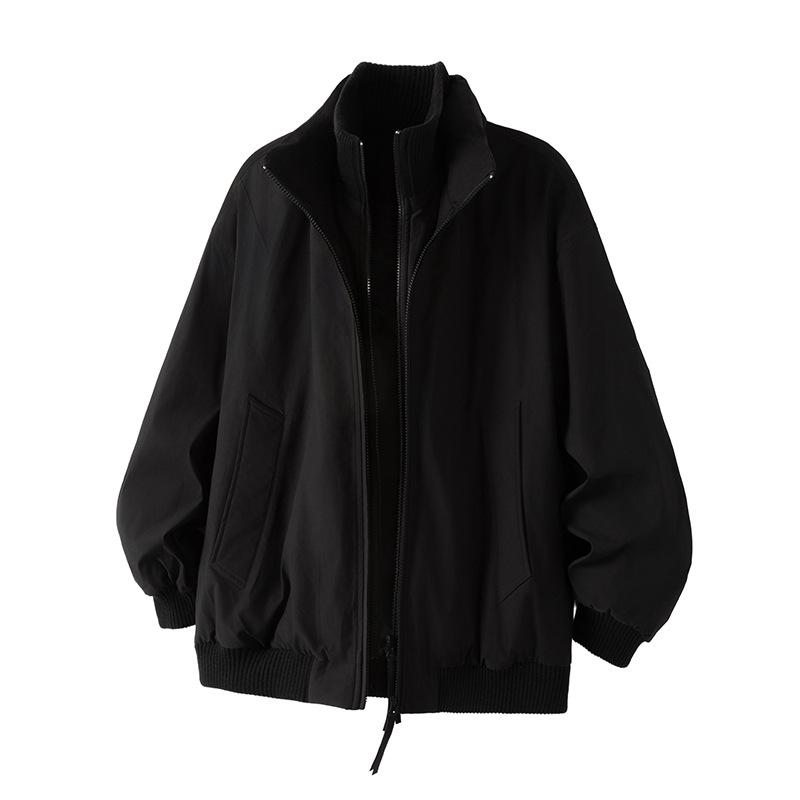 Mu Yuan Men s Stand Collar Patchwork Faux Two-Piece Down Jacket - Warm White Duck Down Outerwear M (100-120 jin)