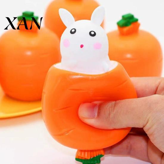 Soft Rubber Squeeze Toy Carrot Rabbit Fidget Toys Easter Cute Bunny Stress Relief Sensory Anxiety Birthday Party Favors for Autistic Children