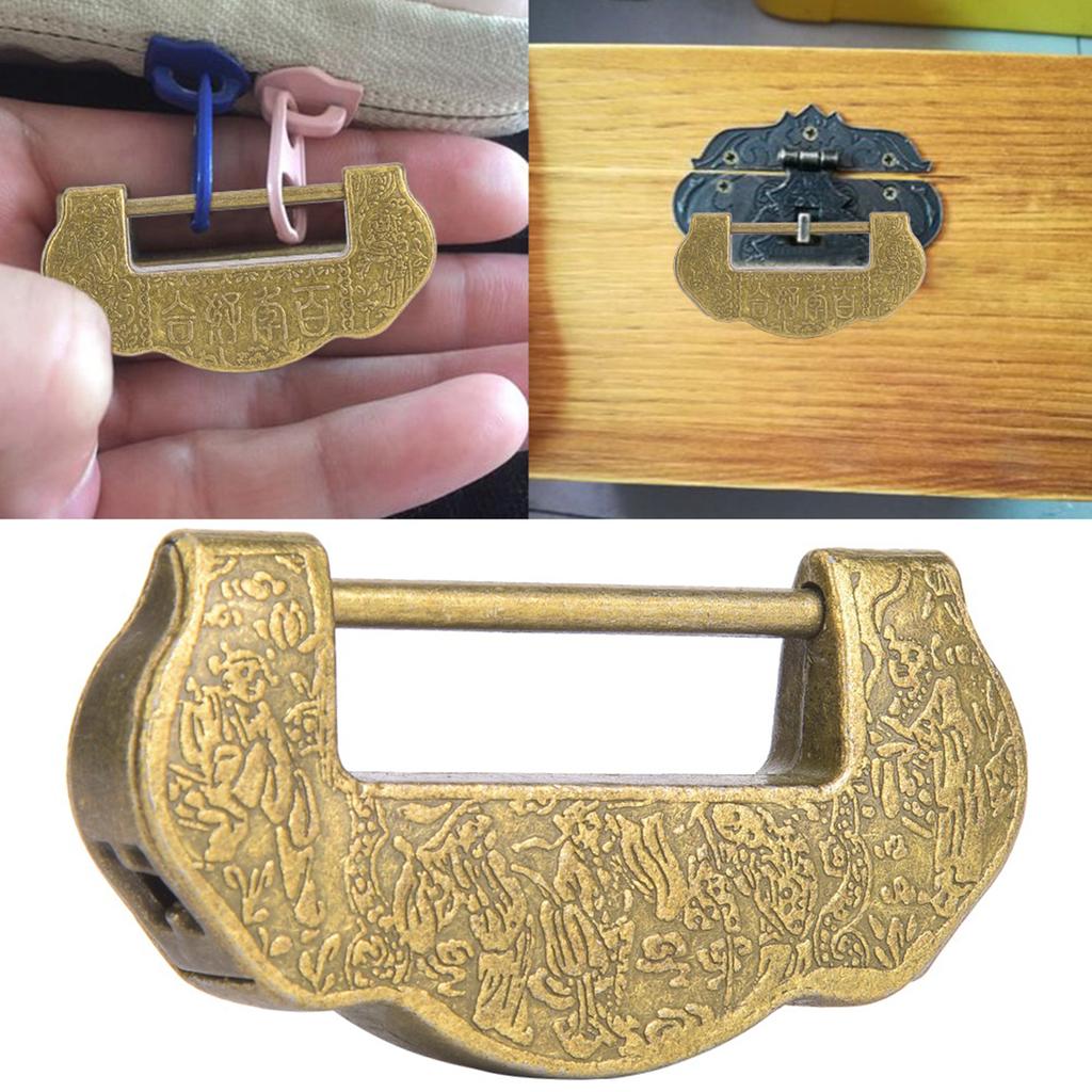 Zinc Alloy Antique Lock Ming Qing Retro Door Cabinet Lock with Tassel