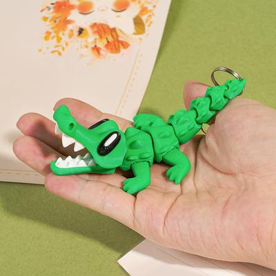 Roztomilý kreativní 3D tištěný krokodýl s klíčenkou, klíčenka s polohovatelnou akční figurkou, unikátní dekorace na batoh, doplňky, dárky