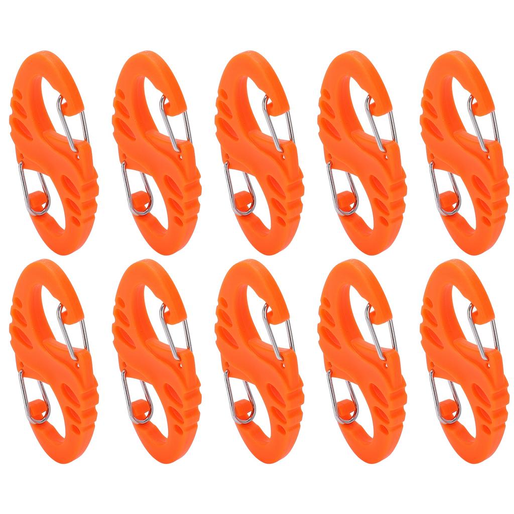 10pcs S Shaped 8 Shaped Snap Keychain Hook Clip Outdoor Molle Backpack Quick Release BuckleOrange
