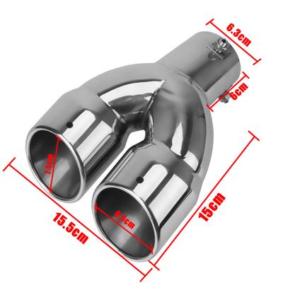 Car Muffler Stainless Steel Chrome Universal Auto Accessories Exhaust Pipe Trim Dual Outlet Tail Throat 63mm
