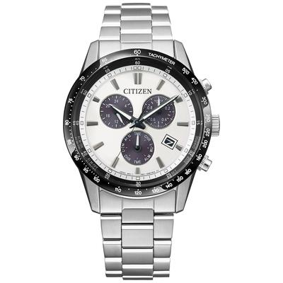 Fotovoltaisk Kronograf Vandtæt Hvid Sølv [Citizen] Eco-Drive BL5614-59A Herre