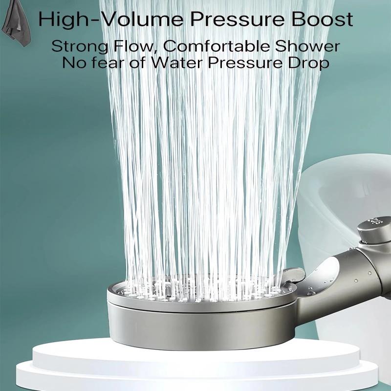 5 Modes High Pressure Shower Head Turbo Shower Handheld Adjustable Water Save Hangable Spray Easy Clean Durable Bathroom