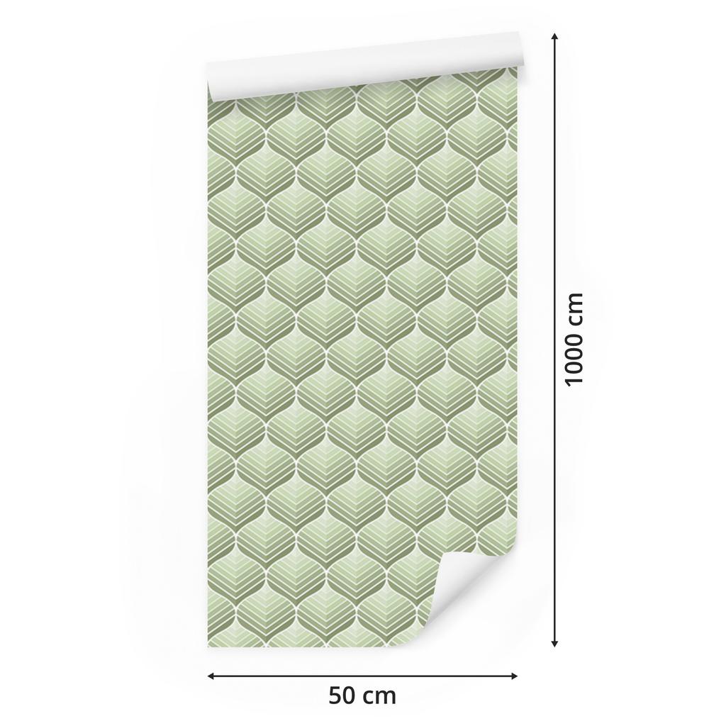 Green retro pattern wallpaper for living room and bedroom 50x1000
