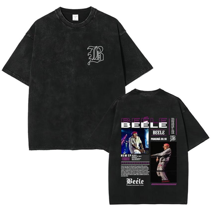 Rapper Beele Harajuku Album Vintage Washed Fashion TShirt Mens Oversized Tee Shirt Cozy Crewneck Short Sleeve T Shirt Fans Gift