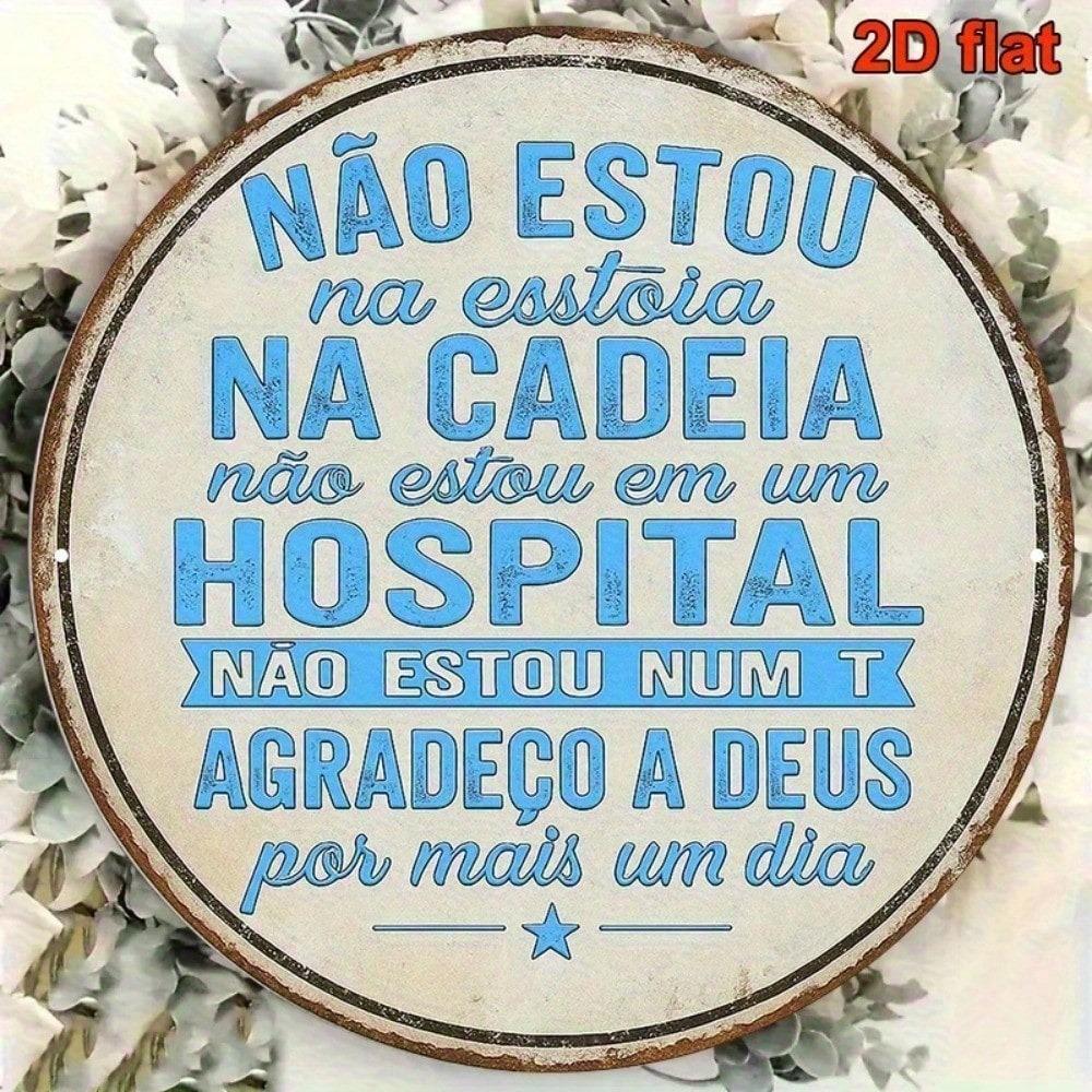 Vintage Portuguese 8x8 Inch Aluminum Sign, Thank God For Another Day Quote Wall Decor