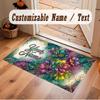 Floral Garden Theme Soft Crystal Velvet Rug Custom Name & Text Print Non Slip Floor Rug for Bedroom Living Room