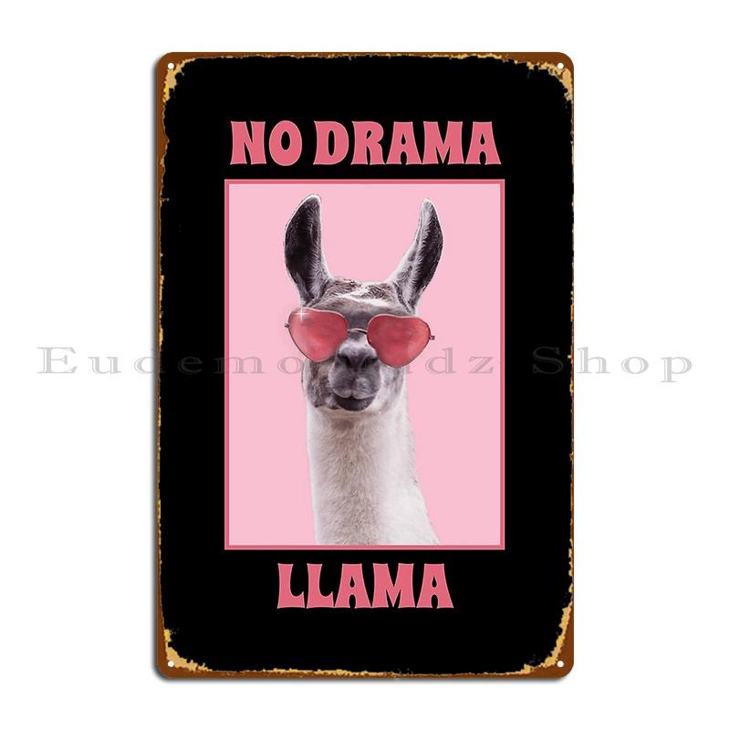 Лама Без Драмы Лама В Солнечных Очках Металлическая Вывеска Вечеринка Дом Винтажная Персонализированная Забавная Жестяная Вывеска Постер 20x30cm