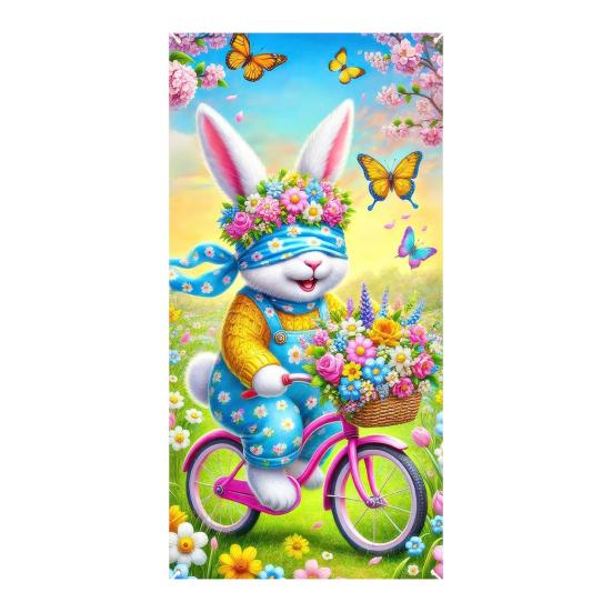 Ostern Türbanner Frühlingshase Karotte Eier Veranda Schild Große Haustür Wand Kulisse für Innen Außen Frühlingsfest Dekoration Fotokabine Requisiten