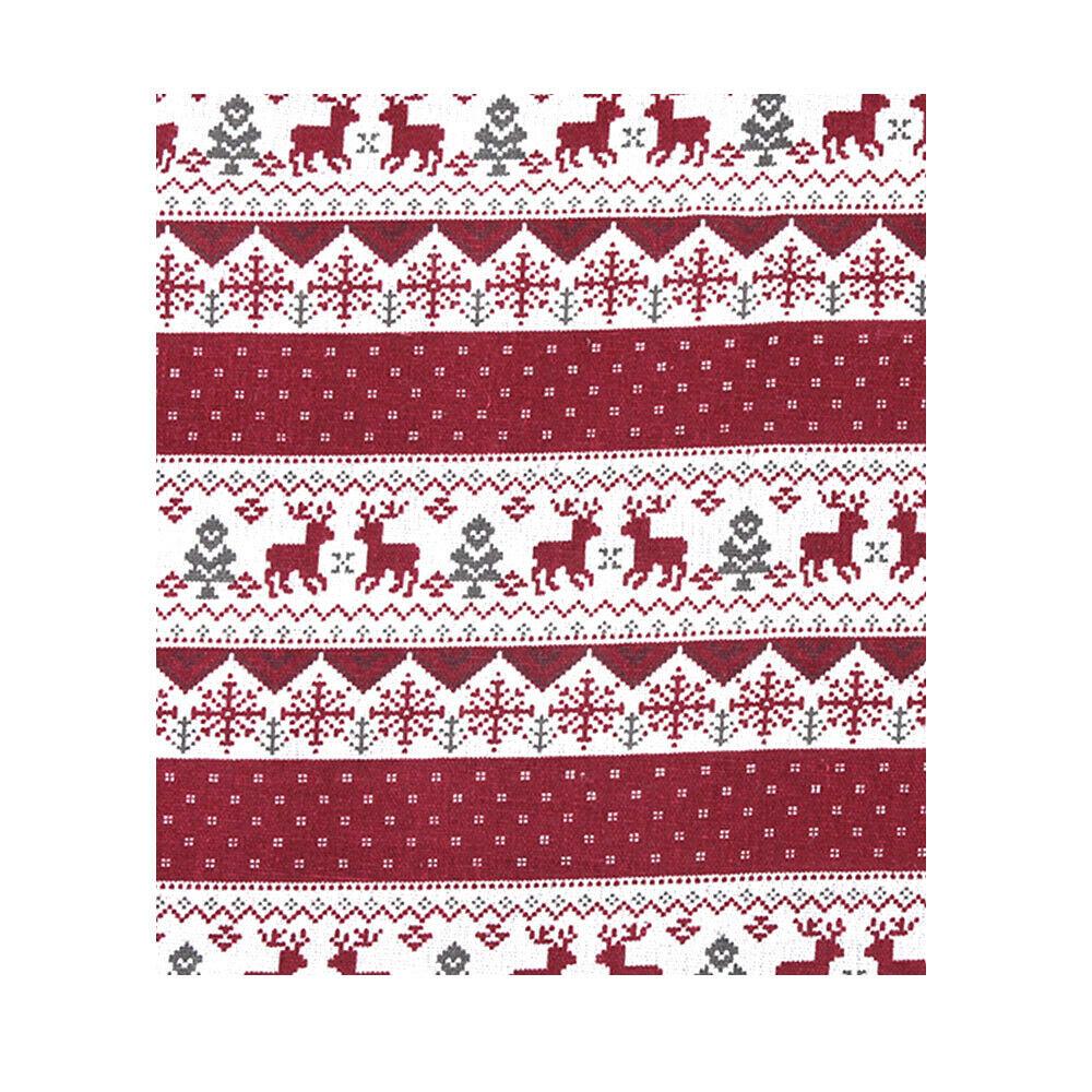 

70x45CM Reindeer Printed Cotton Linen Fabric for Winter Christmas Sewing Supplies DIY Craft Cushions Home Textile Holiday Decor 70x45CM(27inx17in) малиновый