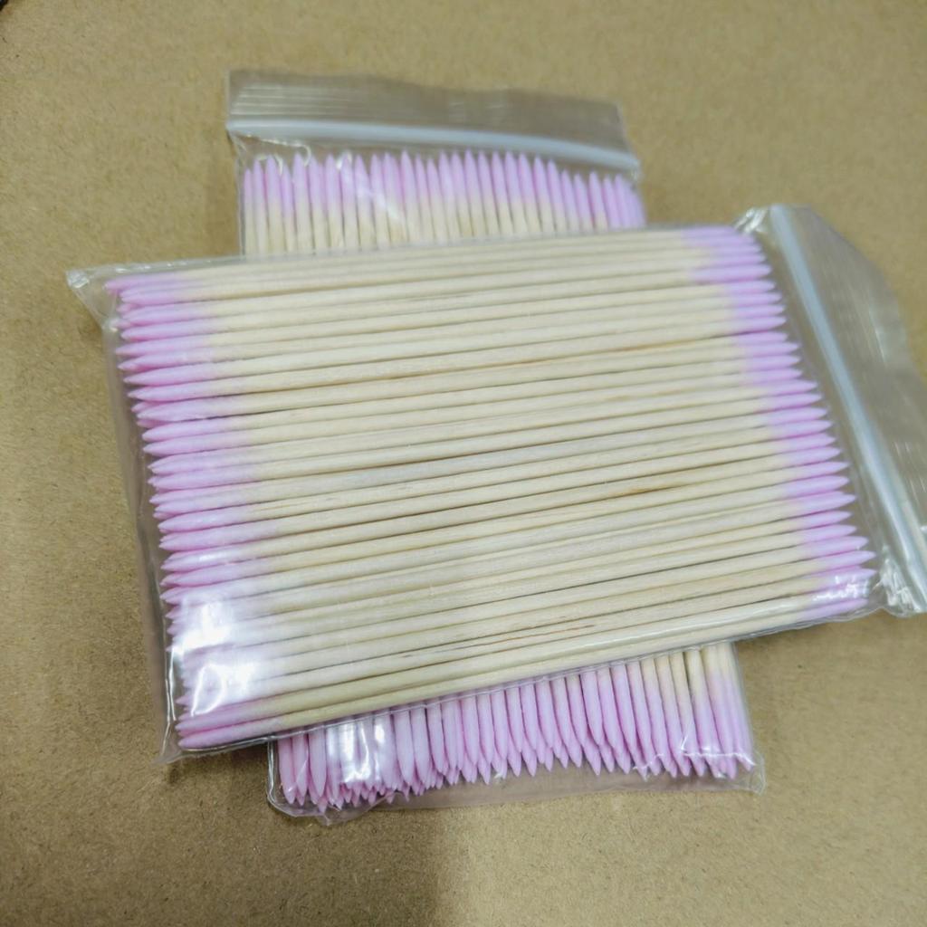 Pink Double-Pointed Cotton Swabs 100-Pack, 10CM - Ideal for Makeup & Essential Oils