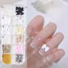Aurora Nail Art Kit - 12-Compartment Mix of Pearl Studs, Bow Charms & Glitter Rhinestones | Manicure Decorations
