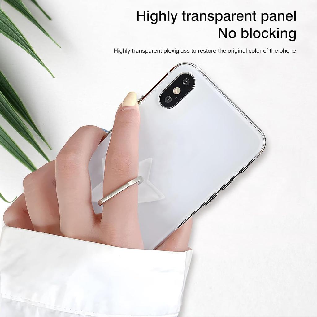 [2 Pack] Transparent Finger Ring Cell Phone Ring Holder Stand,360 Degree Rotation and 180 Degree Adjustable Finger Ring Kickstand with Polished