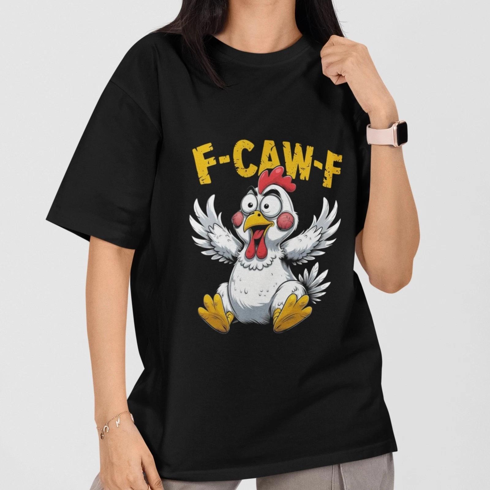 Funny Chicken F-CAW-F Graphic T-Shirt Vintage Sarcastic Humor Tee Unisex Gift XXL