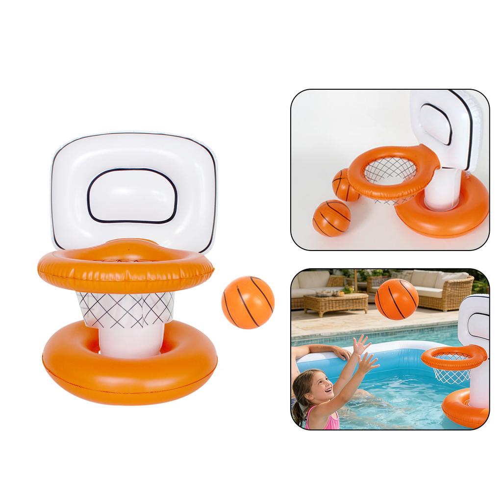 Inflatable Pool Basketball Hoop Set with Floating Base and Ball Suitable for Water Play and Outdoor Activities Durable Plastic Material
