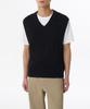 Cotton Cable V-Neck Knit Vest [Black]