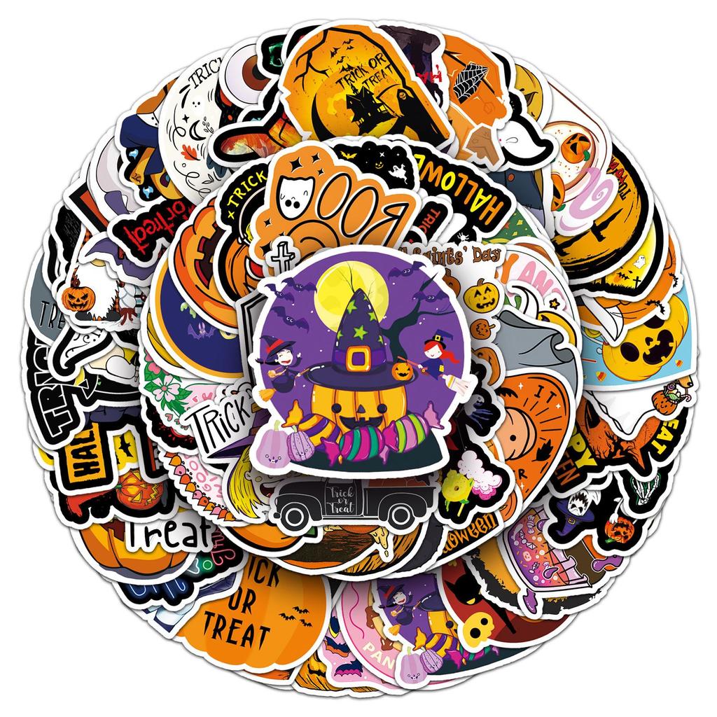 100 Halloween Graffiti Stickers: Perfect for Suitcases, Laptops, Skateboards, Refrigerators, and Cars.