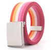 120cm Colorful Stripes Canvas Belt for  Women Jeans Waistband Adjustable Belt Men Outdoor Travel Tactical Metal Buckle Belt