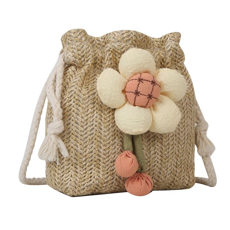 

Mini straw small bag women s 2025 new Japanese cute bucket shoulder bag ins versatile summer, messenger bag хаки