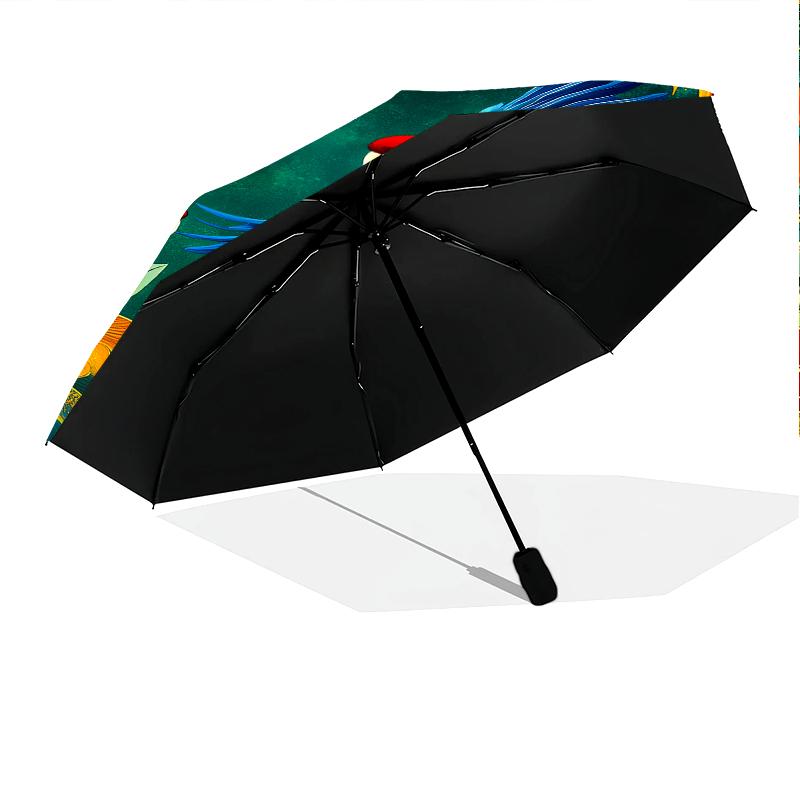 1 PC Automatic Folding Umbrella - Macaw Pattern, Portable & Foldable Design with 8 Ribs, Christmas Birthday Gifts