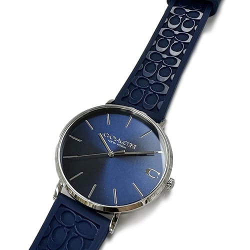 Coach Watch Charles Rubber Belt Blue Men's Women's Unisex 14602634