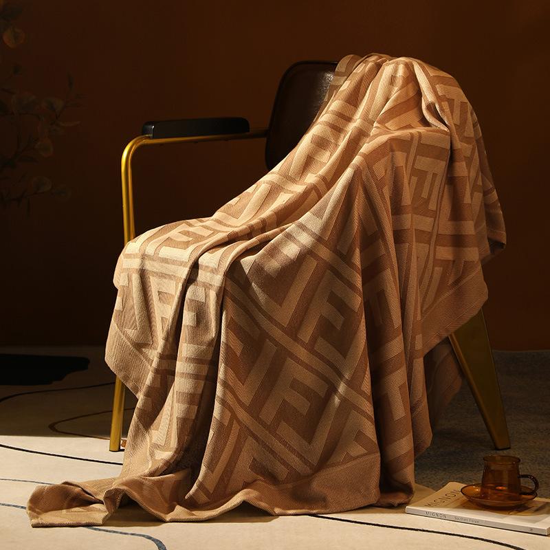 Geometric Jacquard Knitted Blanket Bed Sofa Decorat Outdoor Camping Blanket Plaid Bedspread Tapestry First Class Aviation Blanket Air Condition Quilt