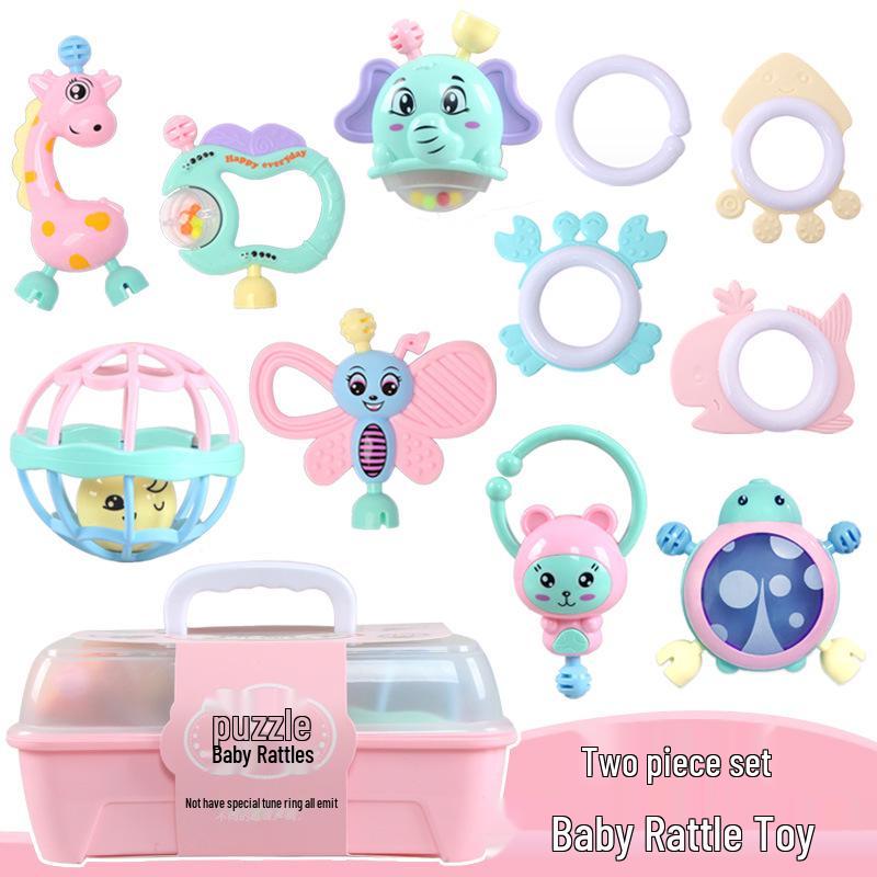 

Newborn Teether Rattle Set - Baby Toy for 6 Months+ with Storage Box