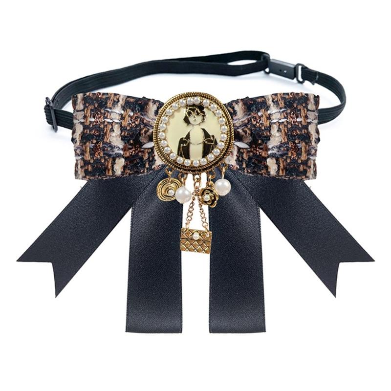 Retro Inspired Alloy Ribbon Brooch Vintage Bowtie With Classical British Design For Winter Fashion Outfits