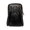 Womens Small Square Shoulder Bag With Skull Studs Outdoor Phone Pouch Black PU Leather