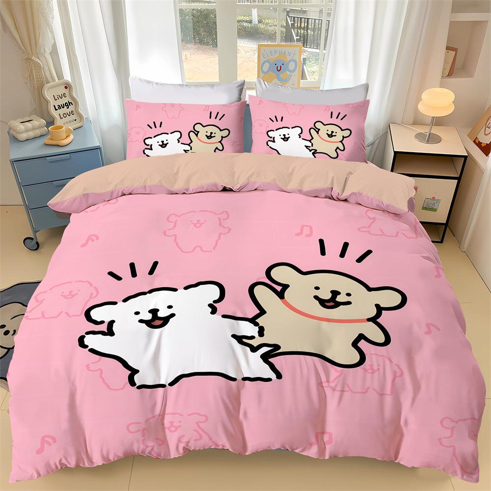 Comforter New Cartoon Puppy Bedding Set 3D Digital Printed Pug Anime Kids Adult Size