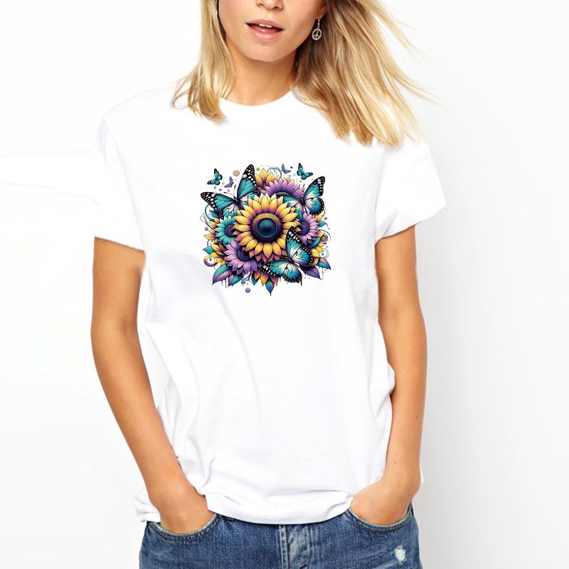 Heat Transfer Vinyl Flower Butterfly Clothes Sticker T-Shirt Heat Press Appliqued Parch Ropa Diy Perfect For Diy Gifts