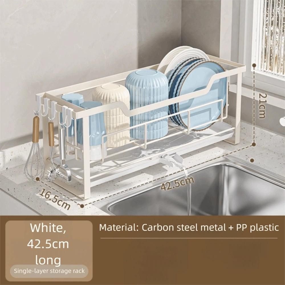 Stainless Steel Sink Drain Basket Space Saving Multi-functional Dishwashing Rack with Drain Tray Dish Drying Rack Dishwashing