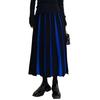 Women Midi Skirt High Waist Patchwork Color Pleated Skirt Autumn