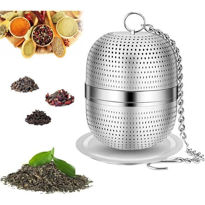 Boule à thé - Infuseur à chaîne - Inox 304 - Plateau d'égouttement - 5,5 x 4,5 cm