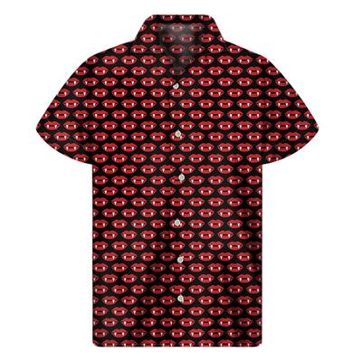 Sommer Mode Rote Lippen 3D Druck Hemd Herren Damen Urlaub Locker Kurzarm Hawaiianische T-Shirts Knopf Revers Bluse