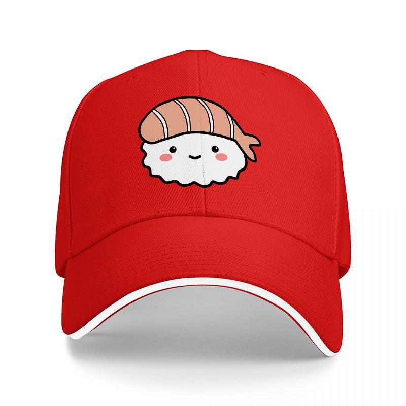 

Cute Sushi Character Baseball Cap Black Hat with Adorable Kawaii Design for Food Lovers and Fashion Enthusiasts Adjustable