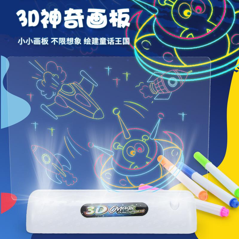 Lavagna Luminosa Fluorescente 3D per Bambini, Lavagna Scrittura Graffiti Tridimensionale, Scrittura Pittura Pittura Fai da Te Giocattoli