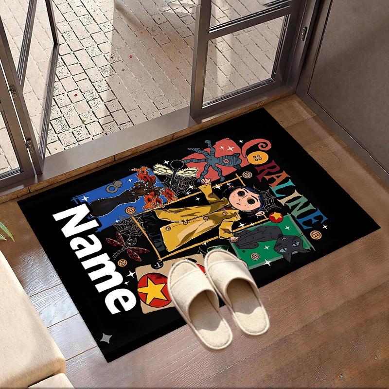 Custom Name Personalized Coraline Print Carpet, Versatile Home Decor Rug, for Playroom, Apartment, Balcony, Entryway, Hallway Gift