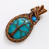 Natural 97.45 Ct Certified Handmade Copper Wire Wrapped Turquoise Oval Pendant
