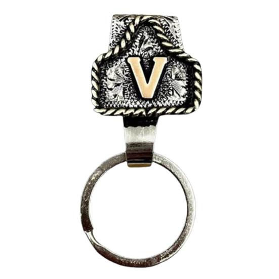 Vintage Letter Keychain Western Cowboy Style A to Z 26 Capital Letters Key Ring Metal Alphabet Key Holder Belt Bag Hanging Decoration Pendant