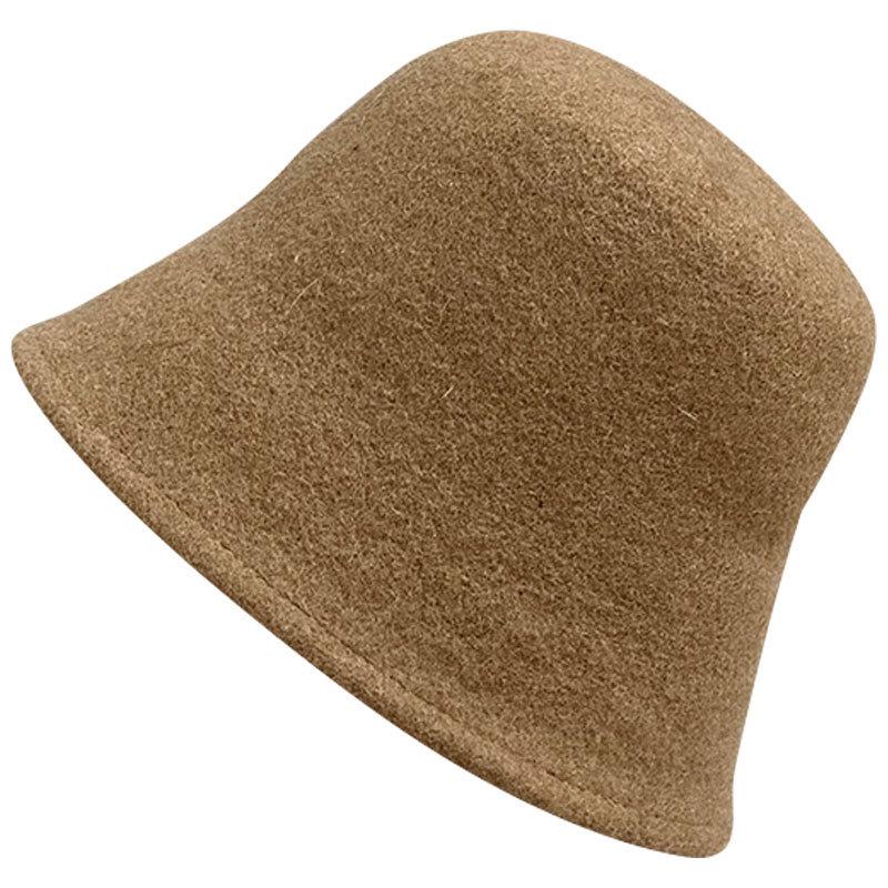 Soft And Wide Foldable Simple Australian Hair Bucket Hat Women'S Tide Warm Candy Color Wool Bucket Hat