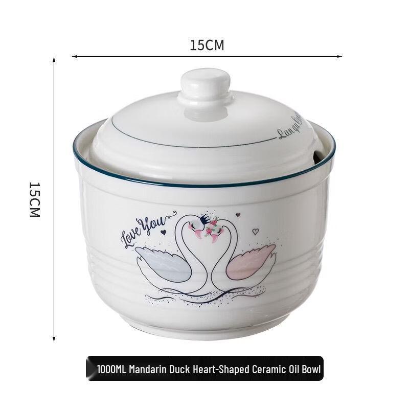 ZISIZ Heat-Resistant Ceramic Chili Pot, 6-inch with Spoon