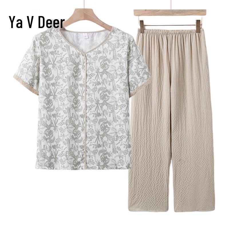 Yalu Women s Summer Cotton-Blend Two-Piece Outfit 4XL