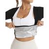 Women Short Sleeve Sweat Waist Trainer Workout Fitness Body Shaper