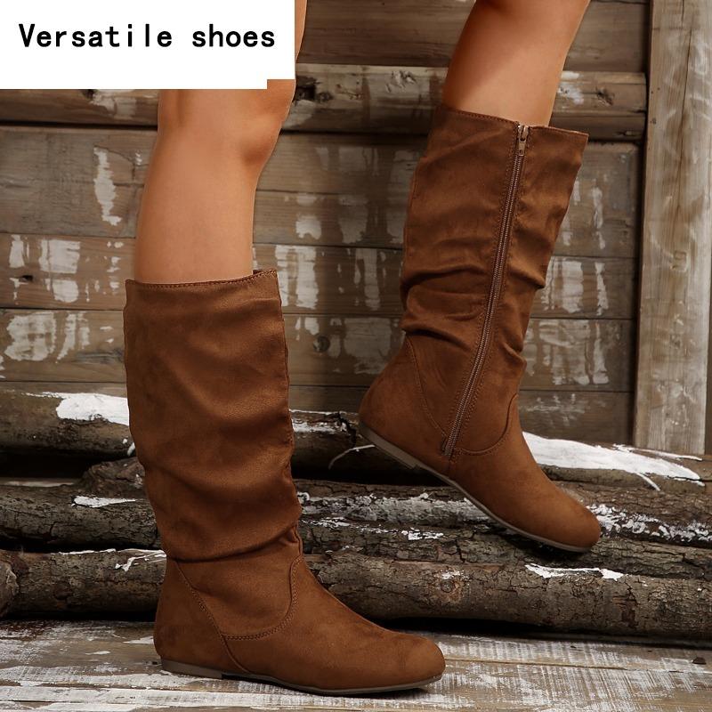 Замшевые балетки до середины голени — фото 5