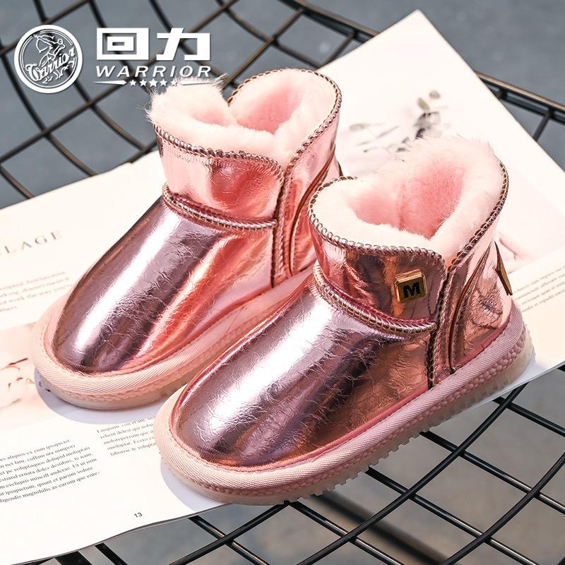 

Warrior Шкіряні снігові чоботи для однокласниць Нові зимові оксамитові теплі бавовняні чоботи Великі бавовняні черевики 37